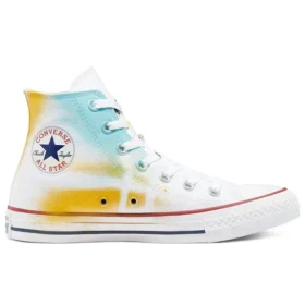 Chuck Taylor All Star High Hand Painted Canvas „White Yellow Blue“