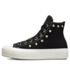 Chuck Taylor All Star vysoké kožené tenisky s platformou a cvočky „černé“