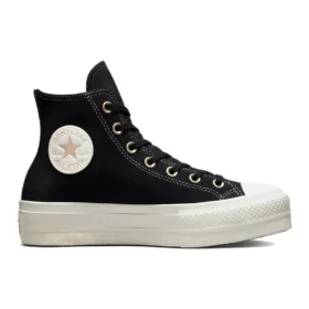 Chuck Taylor All Star vysoké kožené tenisky s platformou a cvočky „černé“
