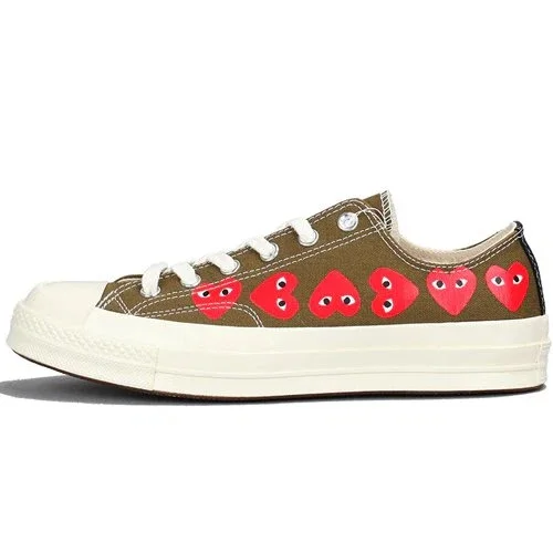 Converse x COMME des GARCONS PLAY Chuck 70 Low Multi Heart „Khaki“ Converse x COMME des GARCONS PLAY Chuck 70 Low Multi Heart „Khaki“