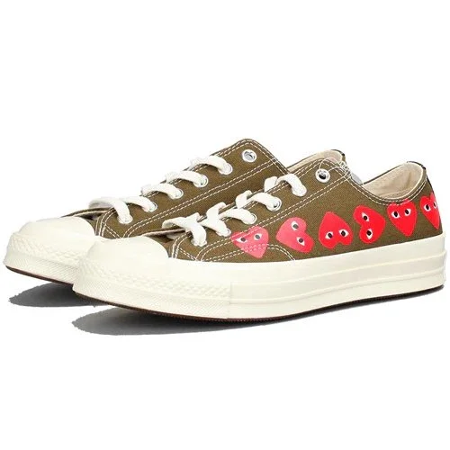 Converse x COMME des GARCONS PLAY Chuck 70 Low Multi Heart „Khaki“ Converse x COMME des GARCONS PLAY Chuck 70 Low Multi Heart „Khaki“