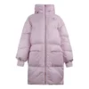 Dlouhá péřová bunda s kapucí, asijské velikosti „Pale Pink“