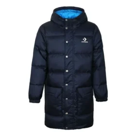 Dlouhá péřová bundy, asijské velikosti „Navy Blue“ Dlouhá péřová bundy, asijské velikosti „Navy Blue“