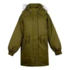 Dlouhá péřová bundy, asijské velikosti „Olive Green“