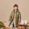 Dlouhá péřová bundy, asijské velikosti „Olive Green“