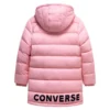 Dlouhá péřová bundy, asijské velikosti „Pink Black“