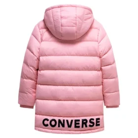 Dlouhá péřová bundy, asijské velikosti „Pink Black“ Dlouhá péřová bundy, asijské velikosti „Pink Black“