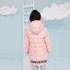 Dlouhá péřová bundy, asijské velikosti „Pink Black“