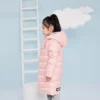 Dlouhá péřová bundy, asijské velikosti „Pink Black“