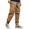Elastické tkané kalhoty Asijské velikosti „Khaki“
