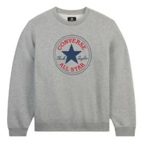 Go-To Chuck Taylor All Star Patch Standard-Fit Fleece Crew Sweatshirt Asijské velikosti „Vintage Grey Heather“