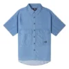 Košile z chambray s výstřihem, asijské velikosti „Indigo Blue“