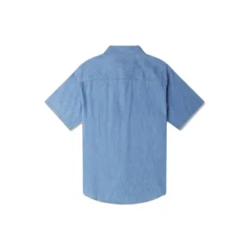 Košile z chambray s výstřihem, asijské velikosti „Indigo Blue“ Košile z chambray s výstřihem, asijské velikosti „Indigo Blue“