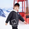 Krátká bavlněná bundy s odnímatelnou kapucí a barevnými bloky, asijské velikosti „Black White“