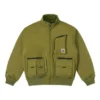 Krátká péřová bundy Bomber, asijské velikosti „Olive Green“