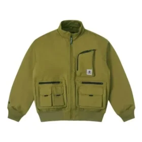Krátká péřová bundy Bomber, asijské velikosti „Olive Green“ Krátká péřová bundy Bomber, asijské velikosti „Olive Green“