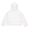 Krátká péřová textilní bundy, asijské velikosti „White“