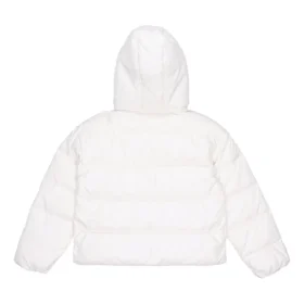 Krátká péřová textilní bundy, asijské velikosti „White“