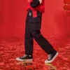 Ležérní dlouhé kalhoty Asijské velikosti „Black Red“