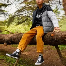 Manšestrové kalhoty s dvojitými záhyby, asijské velikosti „Orange“