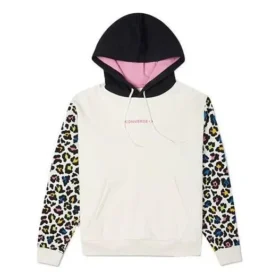 Mikina s kapucí a potiskem duhového leoparda, asijské velikosti, „Off White“ Mikina s kapucí a potiskem duhového leoparda, asijské velikosti, „Off White“