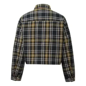Oboustranná bundy ve stylu košile, asijské velikosti „Black Grey“ Oboustranná bundy ve stylu košile, asijské velikosti „Black Grey“