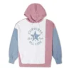 Oversized mikina s kapucí a barevnými bloky, asijské velikosti „Pink Aura“