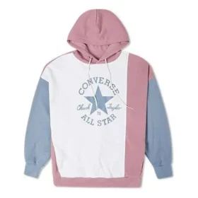 Oversized mikina s kapucí a barevnými bloky, asijské velikosti „Pink Aura“