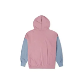 Oversized mikina s kapucí a barevnými bloky, asijské velikosti „Pink Aura“