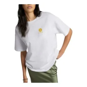 Oversized tričko s květinovým potiskem, asijské velikosti „White“ Oversized tričko s květinovým potiskem, asijské velikosti „White“