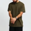 Pánské Converse x Kim Jones Crossover Small Label Jednobarevné sportovní tričko s kulatým výstřihem a krátkými rukávy Olivově zelené