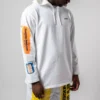 Pánská mikina s kapucí Converse x Rokit Crossover Back s velkým potiskem loga, dlouhé rukávy, bílá