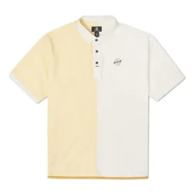 Pánské polo tričko Converse Splicing Colorblock Lapel s krátkým rukávem v krémově žluté barvě Pánské polo tričko Converse Splicing Colorblock Lapel s krátkým rukávem v krémově žluté barvě