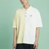 Pánské polo tričko Converse Splicing Colorblock Lapel s krátkým rukávem v krémově žluté barvě