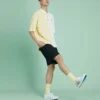 Pánské polo tričko Converse Splicing Colorblock Lapel s krátkým rukávem v krémově žluté barvě