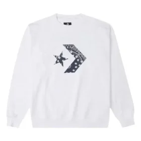 Pánský sportovní svetr s kulatým výstřihem Converse Cashew Logo Knit, bílý Pánský sportovní svetr s kulatým výstřihem Converse Cashew Logo Knit, bílý