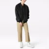 Pánská tkaná větruodolná bundy s kapucí a zipem Converse Aviator Baseball Uniform, podzimní černá