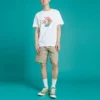 Pánské tričko Converse s kontrastními barvami, ležérní sportovní potisk, krátký rukáv, bílé