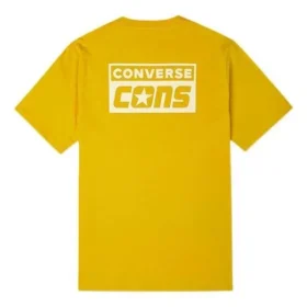 Pánské tričko Converse s potiskem písmen abecedy, retro, ležérní, s krátkým rukávem, žluté Pánské tričko Converse s potiskem písmen abecedy, retro, ležérní, s krátkým rukávem, žluté