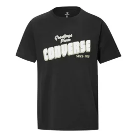 Pánské tričko Converse s volným potiskem písmen, krátký rukáv, černé Pánské tričko Converse s volným potiskem písmen, krátký rukáv, černé