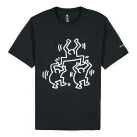 Pánské tričko Converse x Keith Haring s kresleným vzorem, kulatým výstřihem a krátkými rukávy, černé Pánské tričko Converse x Keith Haring s kresleným vzorem, kulatým výstřihem a krátkými rukávy, černé