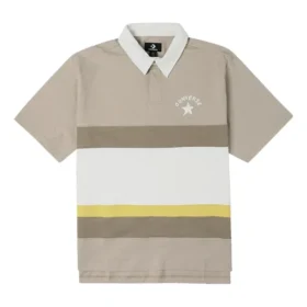 Polo tričko s barevným logem, asijské velikosti „Beige White“ Polo tričko s barevným logem, asijské velikosti „Beige White“