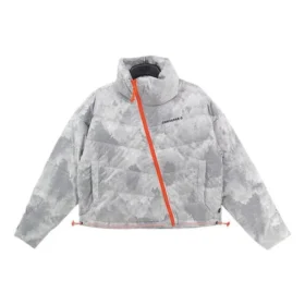 Péřová bundy asijské velikosti „White Grey“