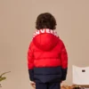 Péřová bundy s kapucí a fleecovou podšívkou s logem, asijské velikosti „Red Black“