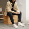 Pracovní košile z prané plátěné látky s celopropínacím zipem, asijské velikosti „Nomad Khaki“
