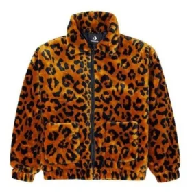 Retro volná bundy s leopardím potiskem, párový styl, asijské velikosti, „hnědá“