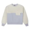 Splicing Lamb’s Wool Round Neck Pullover Milk White Hoodie