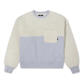 Splicing Lamb’s Wool Round Neck Pullover Milk White Hoodie Splicing Lamb’s Wool Round Neck Pullover Milk White Hoodie