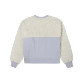 Splicing Lamb’s Wool Round Neck Pullover Milk White Hoodie Splicing Lamb’s Wool Round Neck Pullover Milk White Hoodie
