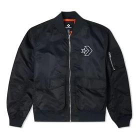 SS22 Logo volná sportovní retro letecká bundy unisex černá SS22 Logo volná sportovní retro letecká bundy unisex černá